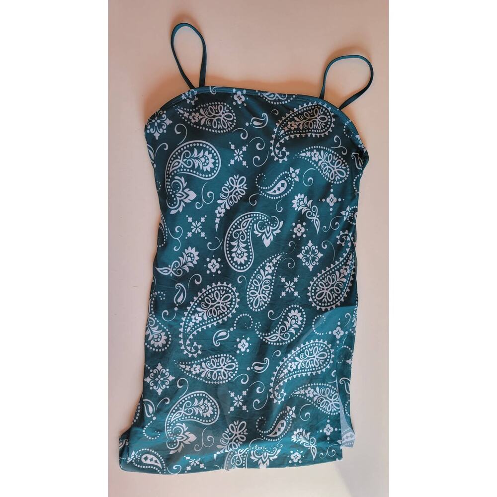 Shein Teal Mesh Overlay One Piece Swimsuit Women's XL